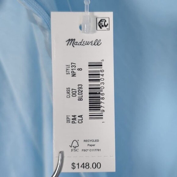 NWT Madewell Maxi Slip Dress Size 8 Flutter Sleeve Clarity‎ Baby Blue NP137 - Picture 13 of 13